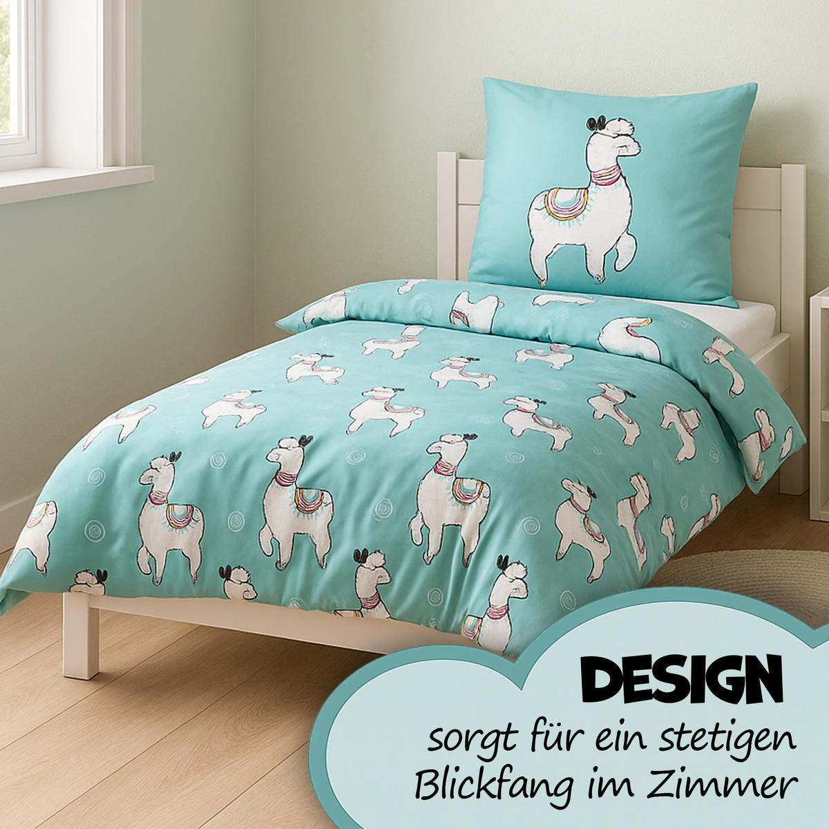 BETTWÄSCHE 2 tlg. mit Motiv 135x200 cm Lama - Multicolor, Textil (135/200cm) - Bestlivings