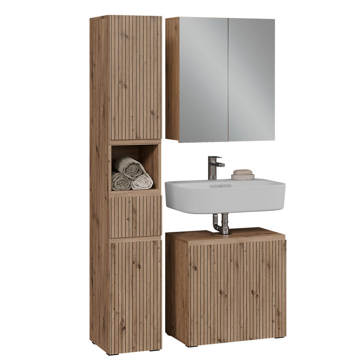 BADMÖBEL-SET Takumi Artisan 3 Teile - Eiche Artisan, Holzwerkstoff (60/58/35cm) - Vicco