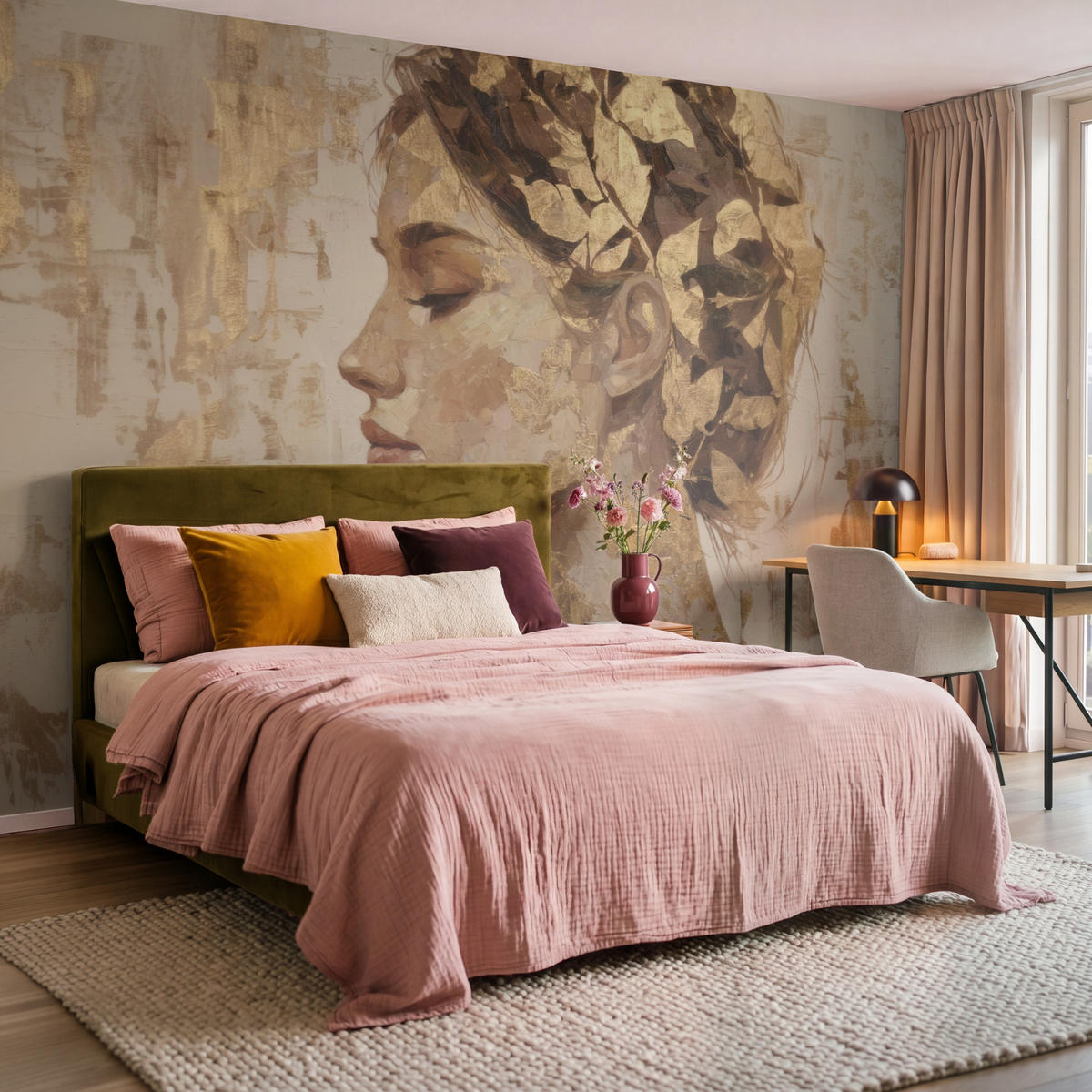 TAPETE - Frau - Gold - Abstrakt - Textur - 300x200 cm - Goldfarben, Papier (300/200cm) - OnlyWow