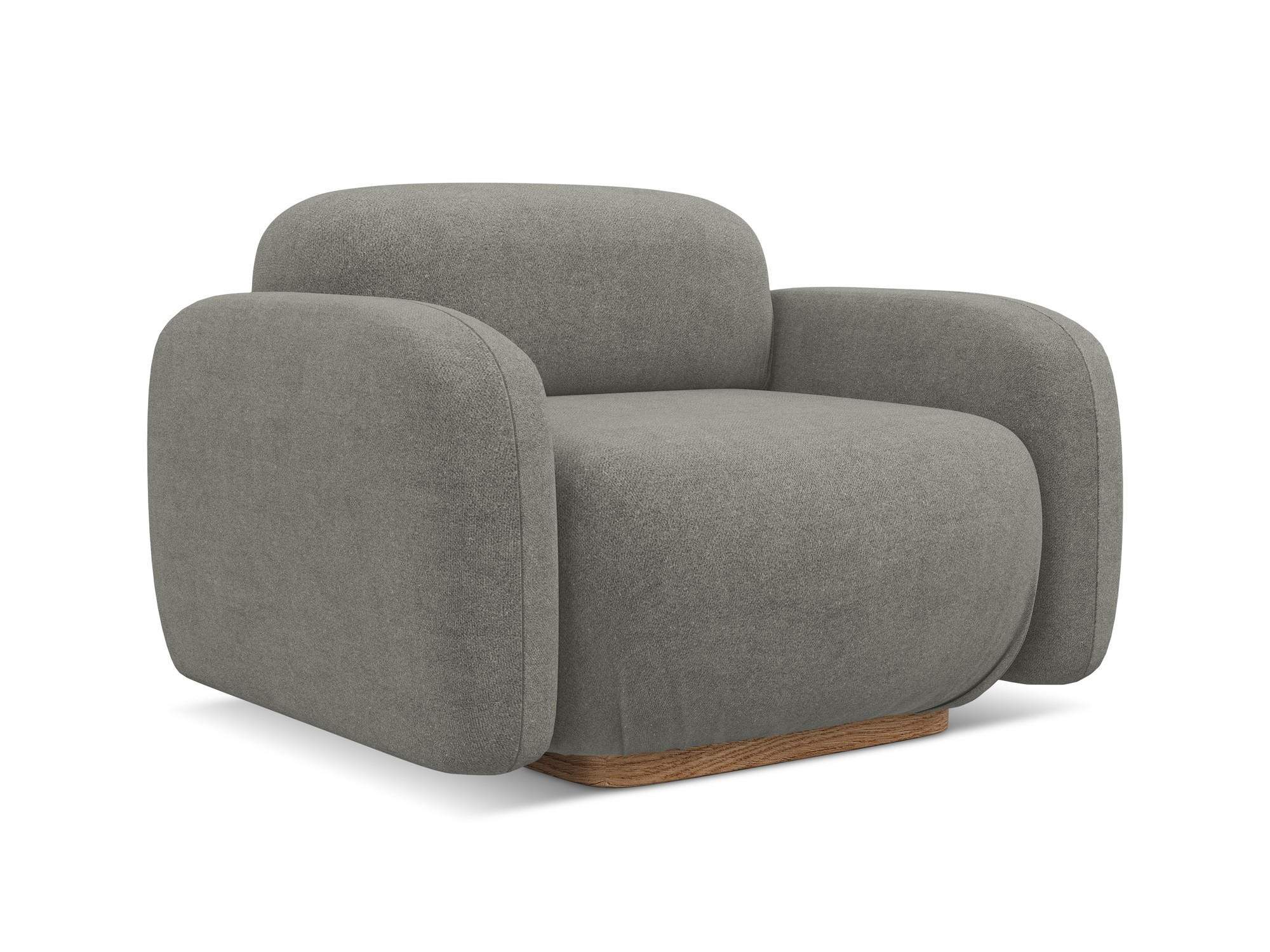 SESSEL Bouclé Stoff Beige - Beige/Braun, Holz/Textil (110/73/95cm) - Makamii