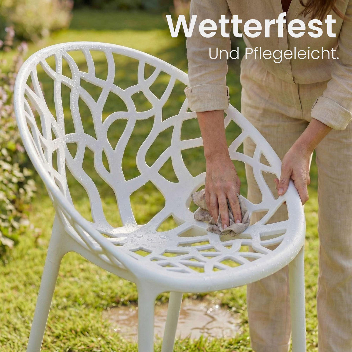 GARTENSTUHL Kunststoff Weiß - Weiß, Kunststoff (59/80/60cm) - CLP