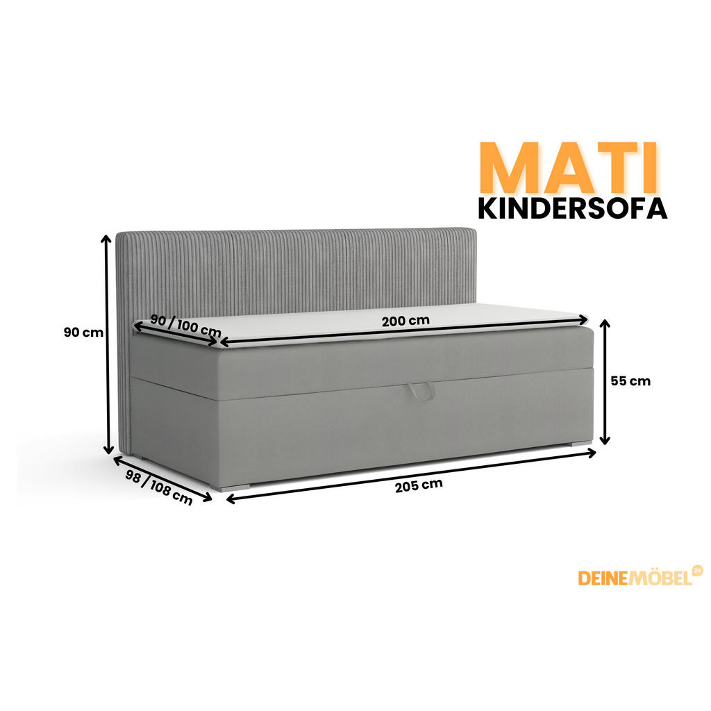 Thumbnail - Deine Möbel 24 Boxbett, Hellgrau, Holzwerkstoff, Holz, Textil, H4, 90x200 cm, Schlafzimmer, Betten, Boxspringbetten