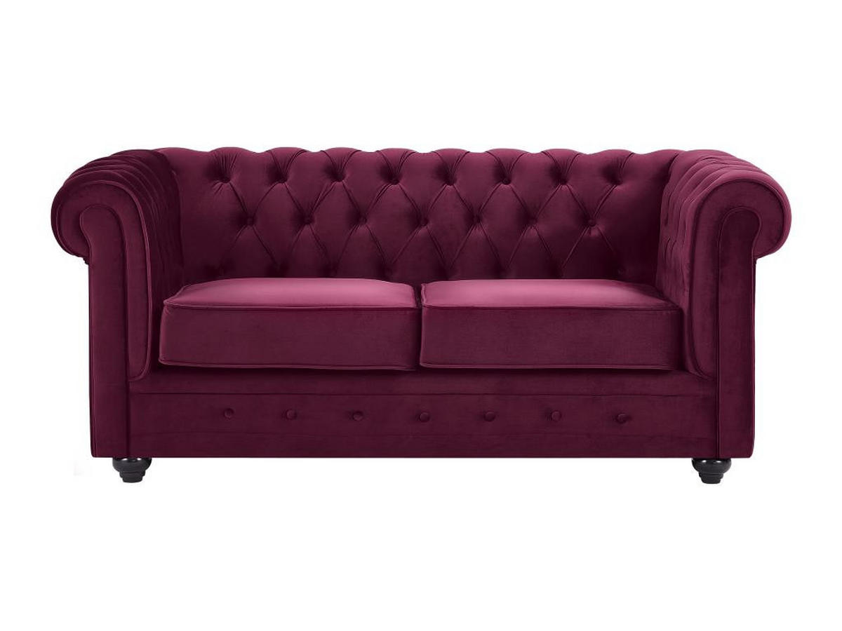 SOFAS 3-Sitzer & 2-Sitzer - Samt - Purpur - CHESTERFIELD - Bordeaux, Textil (88/72/205cm) - Vente-Unique