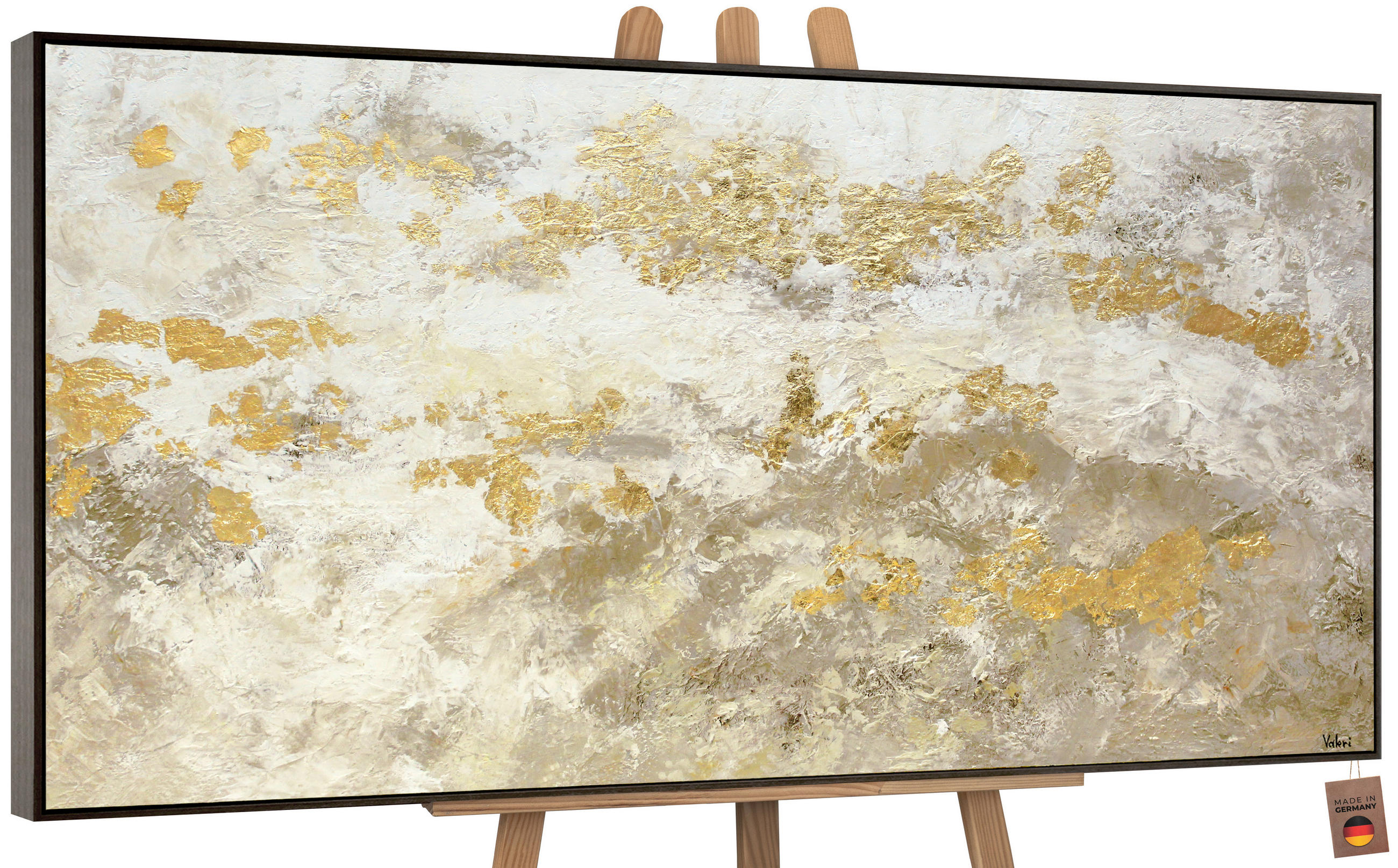 GEMÄLDE Glänzendes Gold Schattenfugenrahmen grau 100x50 cm - Grau, Holz (100/50cm) - YS-art gallery