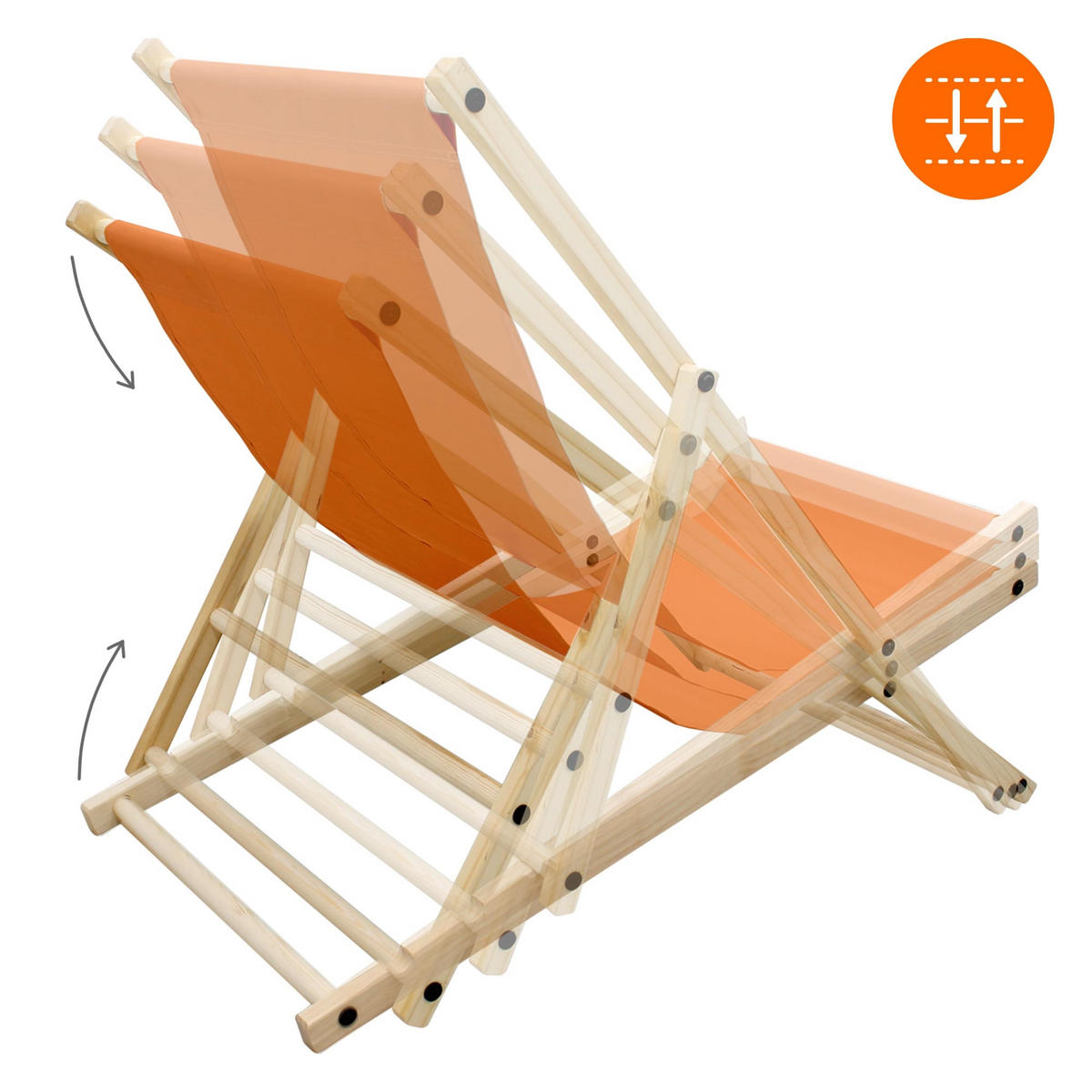 STRANDLIEGE 2er Set - Orange, Holz (52/83/117cm) - ECD-Germany