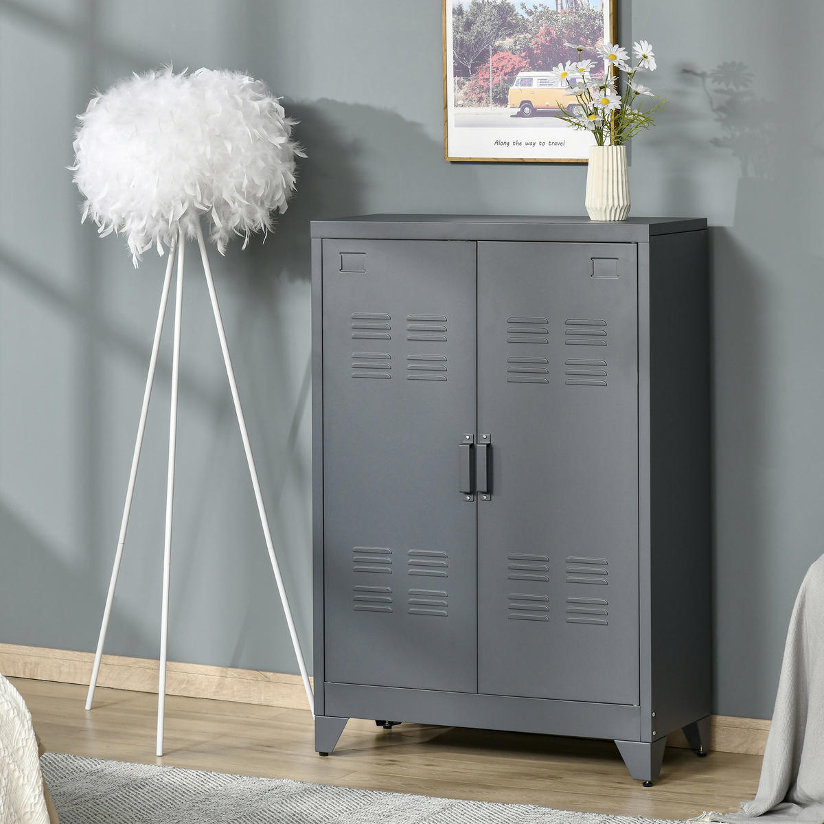 AKTENSCHRANK DE-14410 2 Türen mit verstellbaren Böden Grau - Grau, Metall (33/110/75cm) - ComfortXL