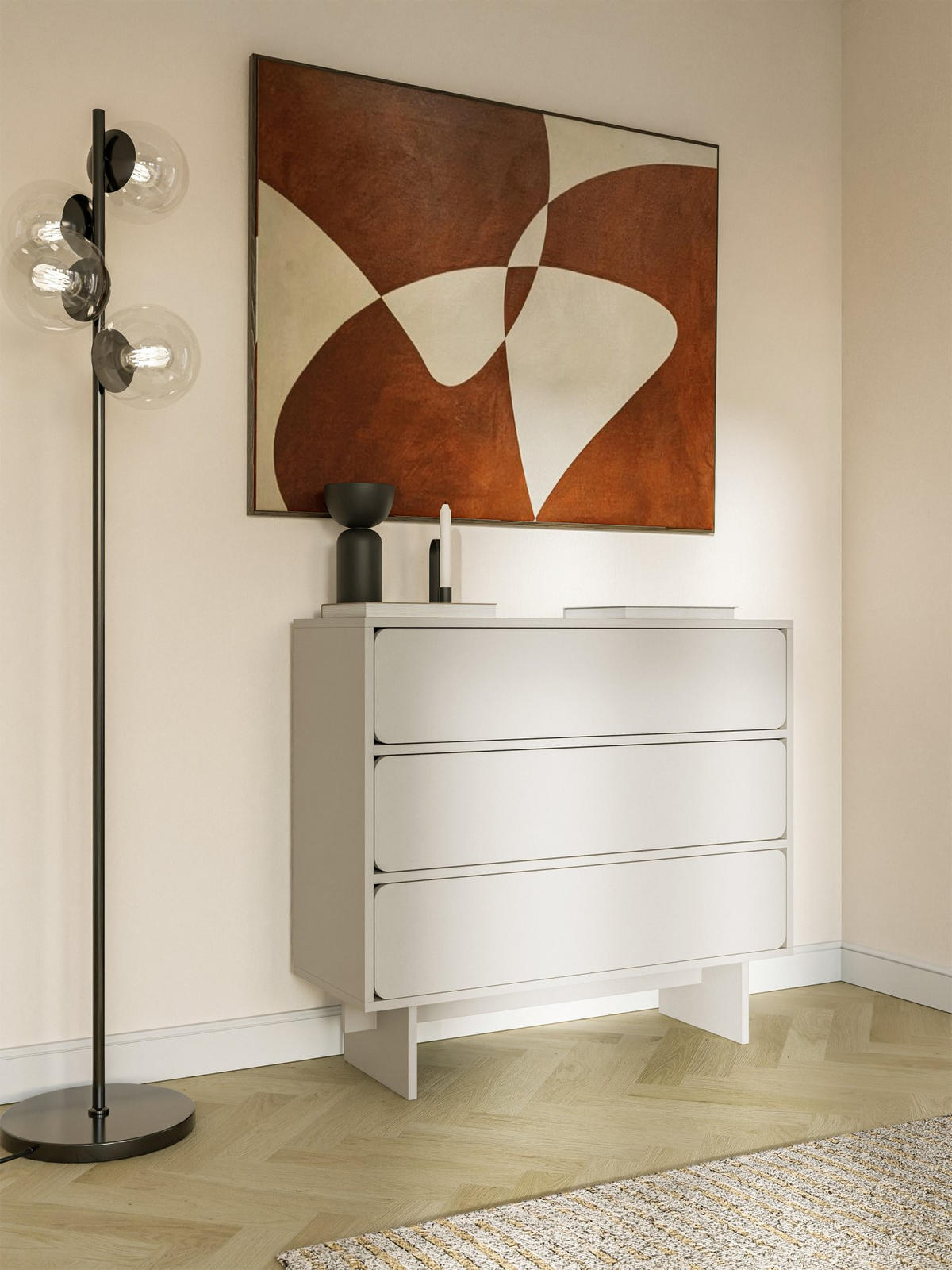KOMMODE Wuwu Greige 101 cm - Taupe, Holzwerkstoff (100.8/87.9/35cm) - Selsey