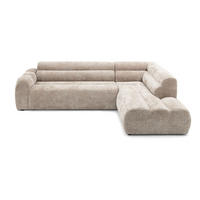 4-SITZER modulares Ecksofa VEER L Rechts, 283 x 190 cm, Chenille Webstoff Beige - Beige/Schwarz, Holz/Kunststoff (190/283cm) - Muffo