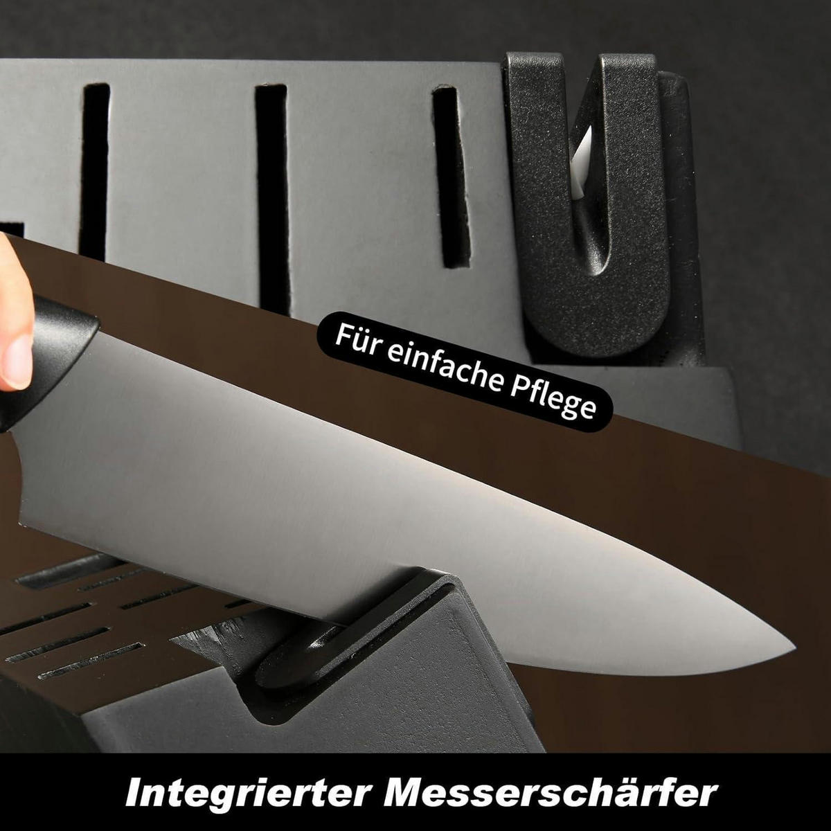 KÜCHENMESSERSET 15-teiliges Set mit integriertem Schärfer und Titannitrid-Beschichtung - Multicolor, Metall