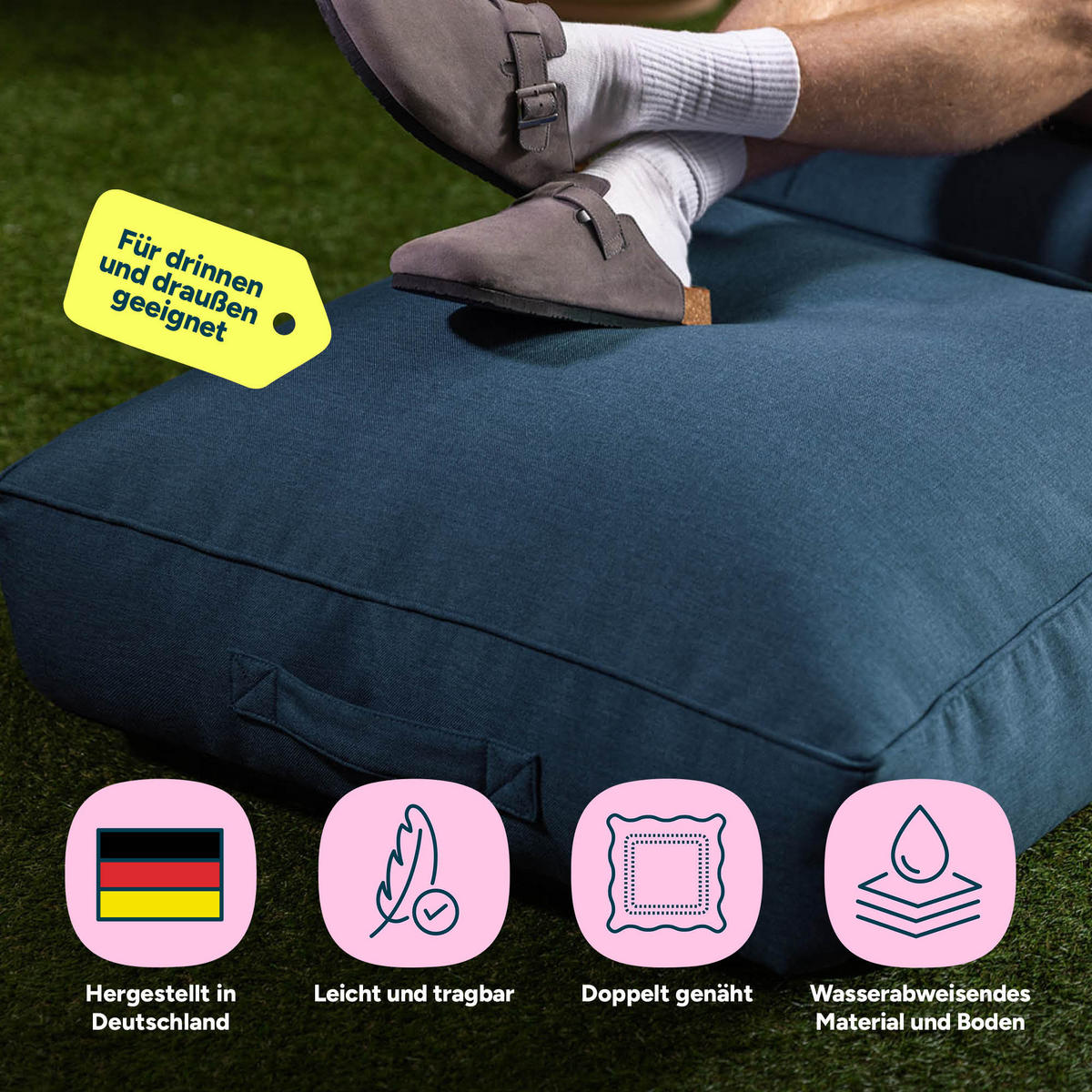 BODENKISSEN mit Sitzsackfüllung Solus - Blau, Textil (72/22/72cm) - icon