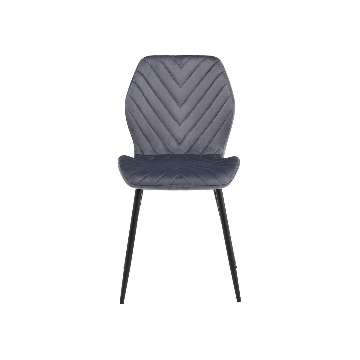 STÜHLE Esszimmerstuhl, gepolstert mit Steppung, schwarze Metallbeine, 1 Stück, Grau - Schwarz/Grau, Metall (48/86/41cm) - AN Furniture Store