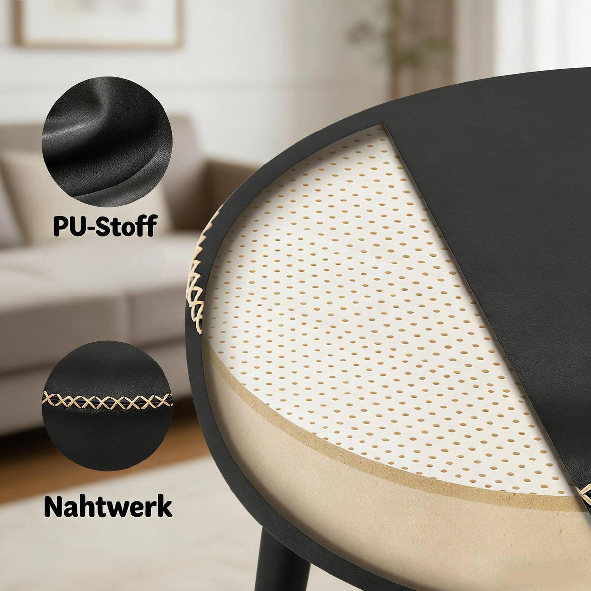 BÜROHOCKER höhenverstellbar 46-58 cm Metall Black - Schwarz, Metall (49/58/49cm) - Meubliv