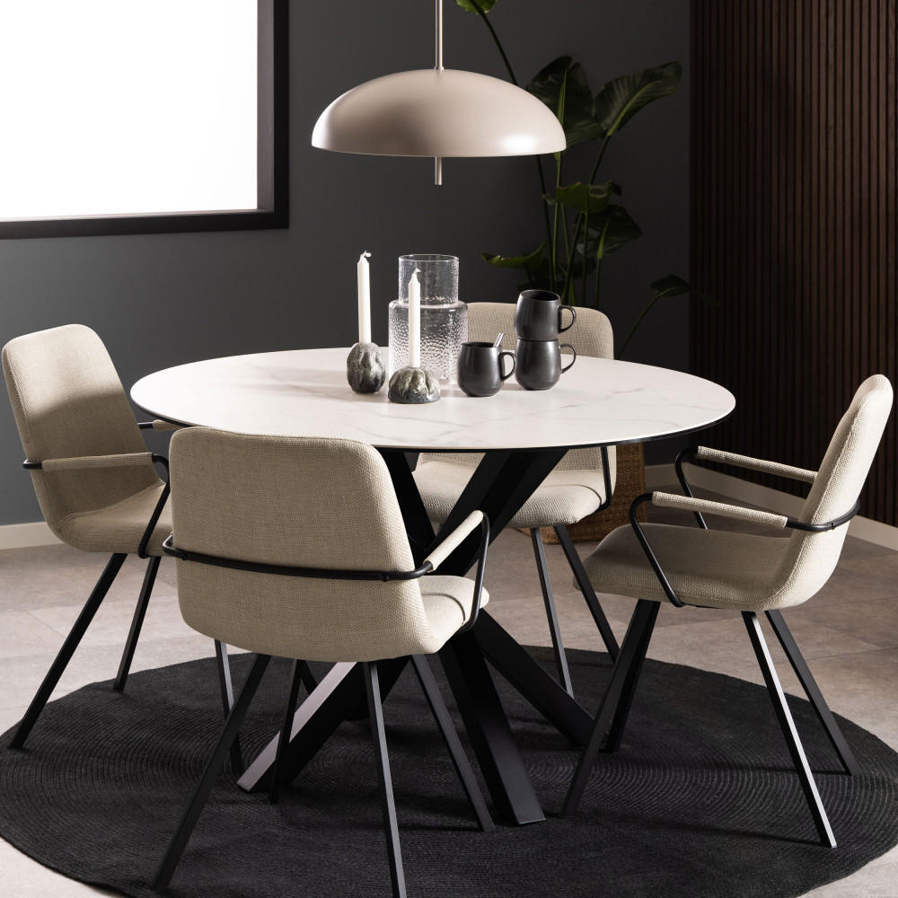 ESSTISCH - Keramik - Weiss - Weiß, Keramik (119/119/76cm) - Drawer