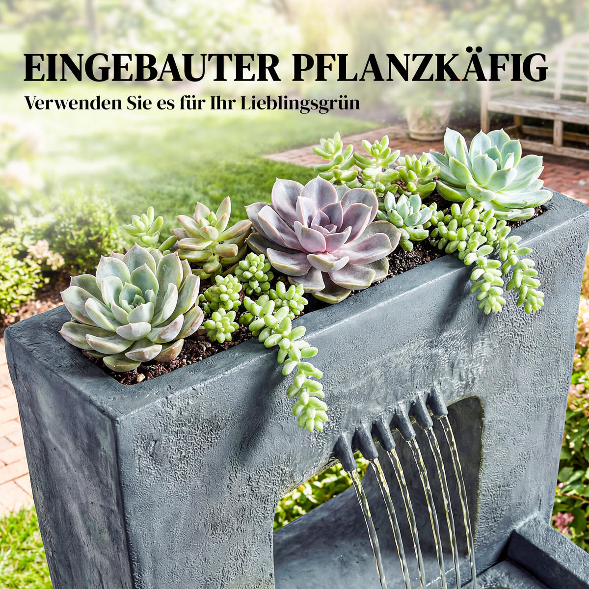 GARTENBRUNNEN Harz Dunkelgrau - Dunkelgrau, Kunststoff (45/31.5/58.5cm) - Outsunny