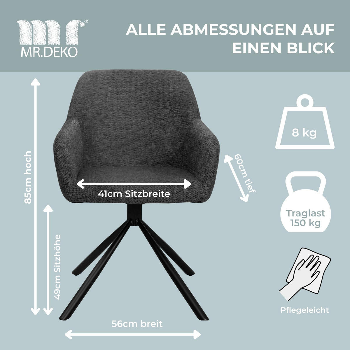 ESSZIMMER-SET Cuneo und Oria - Braun/Grau, Holz (210/75/120cm) - Mr. Deko