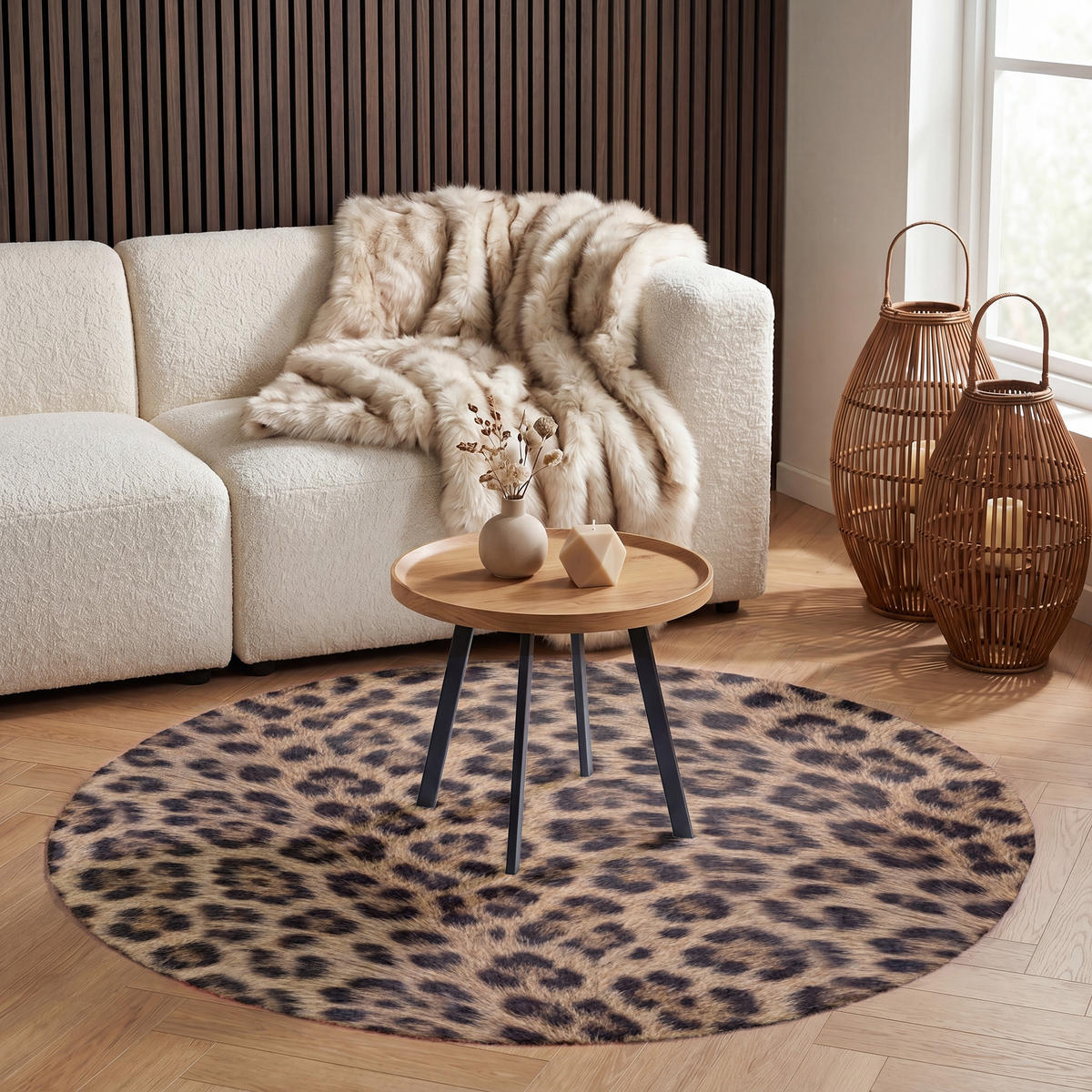 TEPPICH - Leopard - Mantel - Klassisch - Braun - 120x120 cm - Braun, Kunststoff/Textil (120/0.4cm) - OnlyWow