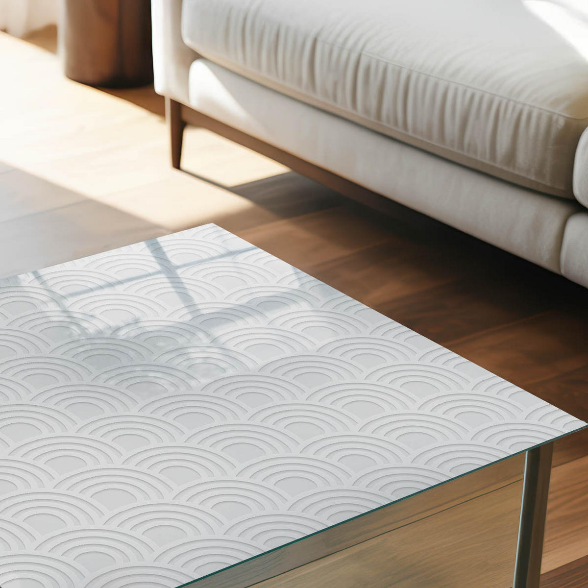 TISCHPLATTE 50x50 cm – Elegantes Muster - Dunkelblau, Glas (50/50/0.4cm) - Wallfluent