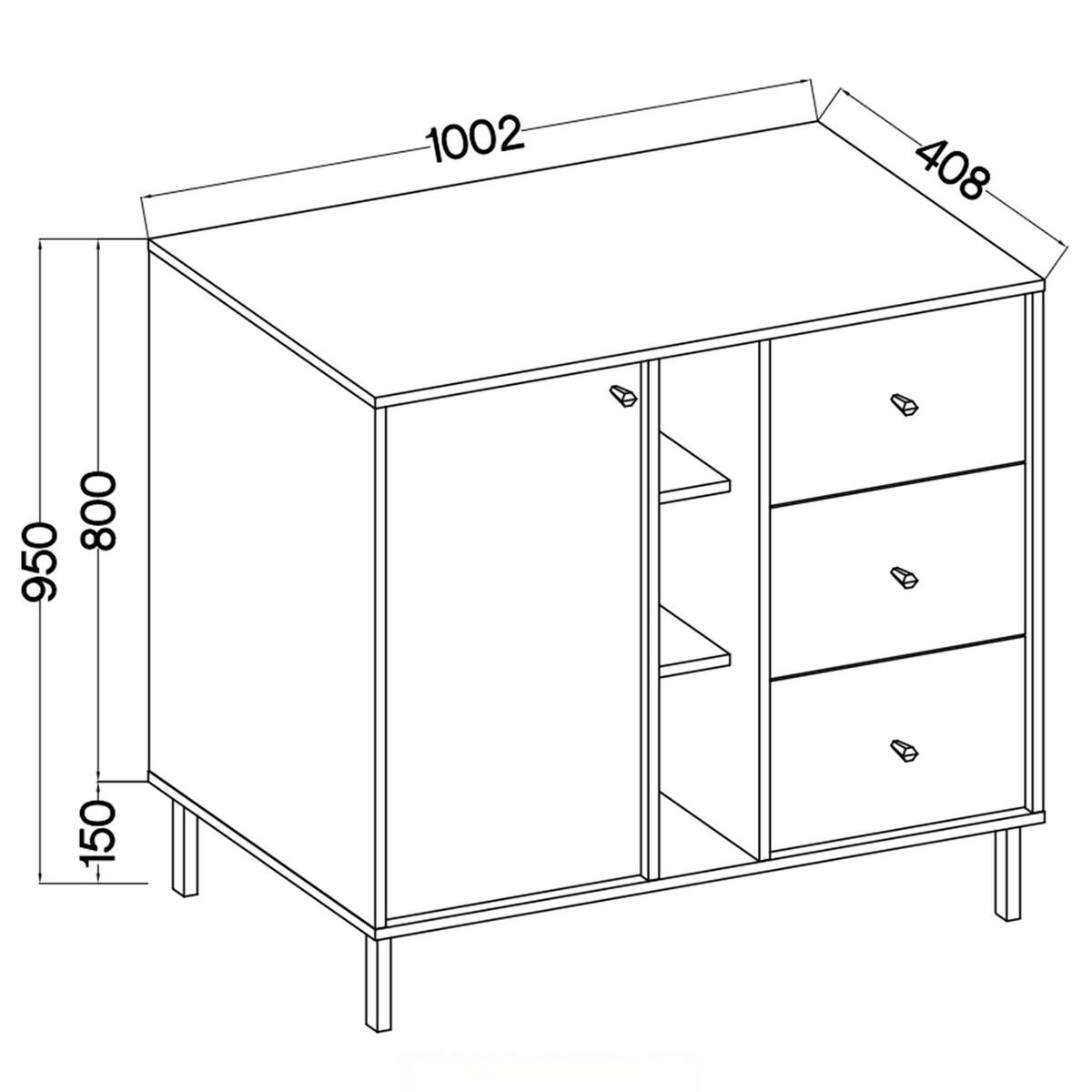 KOMMODE FLOREN, Creme/Gold - Creme, Holzwerkstoff/Metall (100.2/95/40.8cm) - KONSIMO®