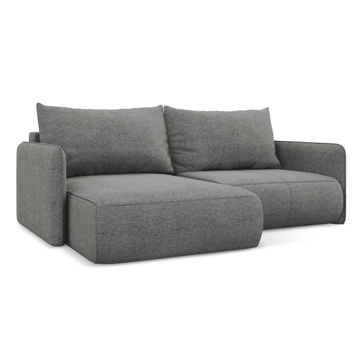 ECKSOFA mit Schlaffunktion Chenille Stoff Grau - Schieferfarben/Schwarz, Kunststoff/Textil (148/207cm) - LaMiaSofa