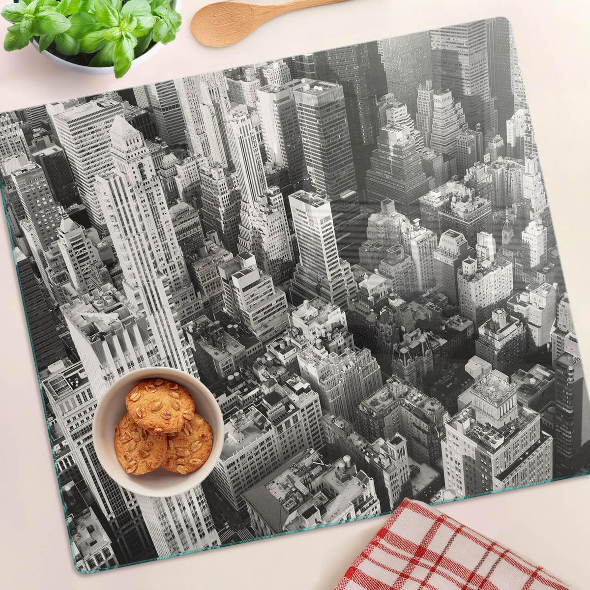 GLASPLATTE 60x52 cm New York - Schwarz, Glas (60/0.4/52cm) - TULUP