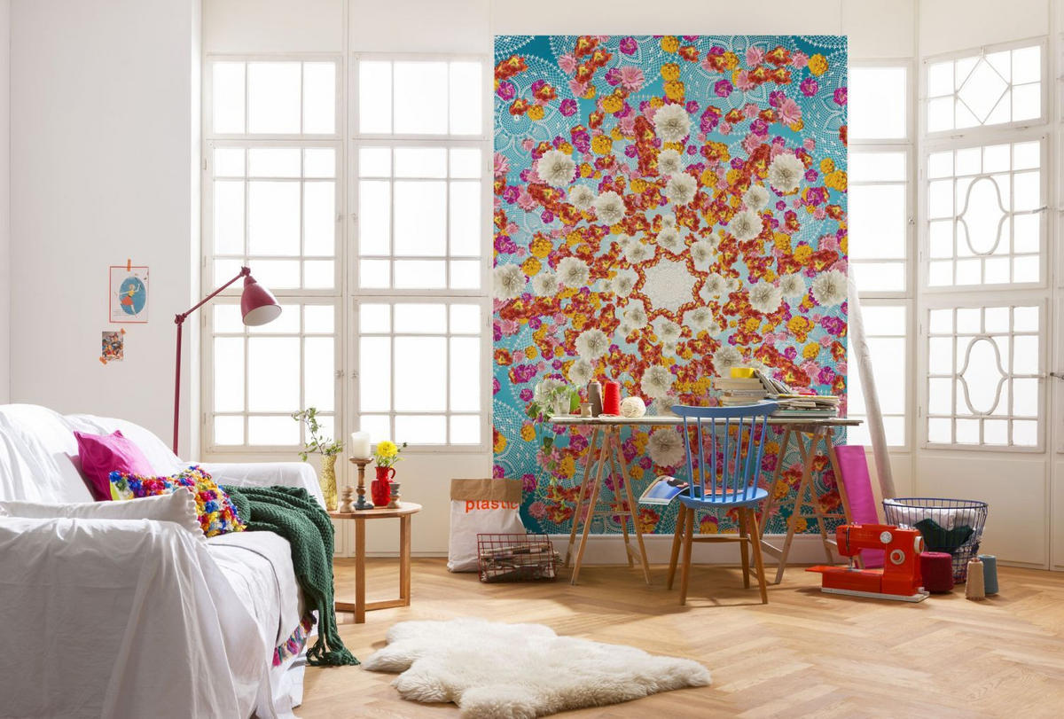FOTOTAPETE Kaleidoskopblumen 184 x 254 cm - Multicolor, Papier (184/254cm) - Sanders & Sanders