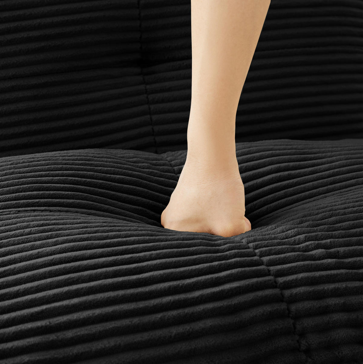 ECKSOFA 295/206/69 cm schwarz aus Cord mit modularem Design und ohne Aufbau - Schwarz, Textil (206/295cm) - OKWISH