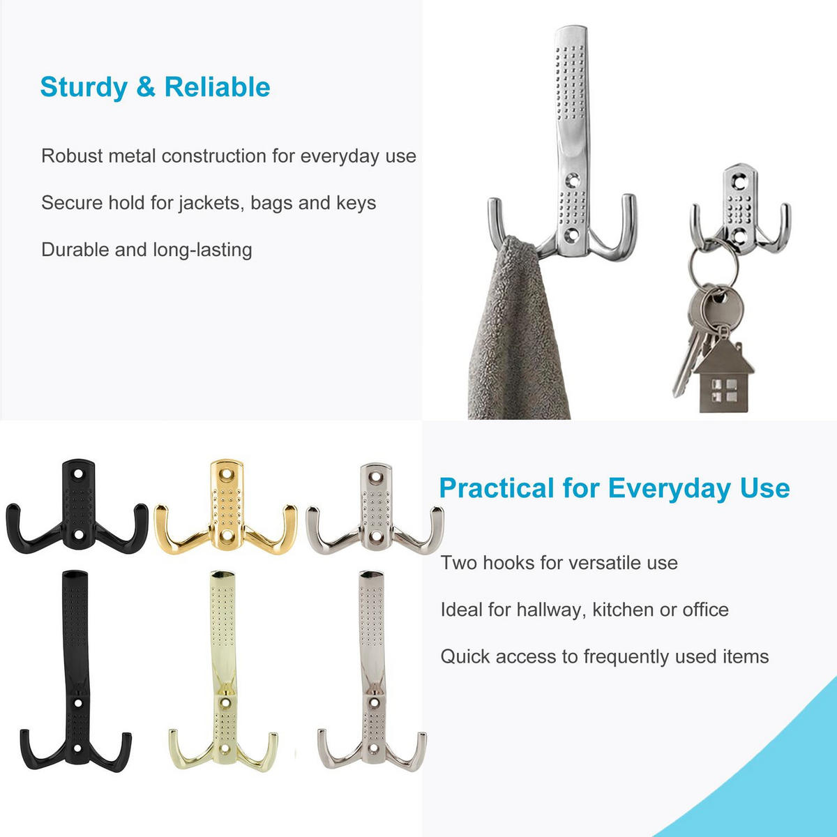KLEIDERHAKEN 7 / 4.7 cm - Nickelfarben, Metall (1.69/4.7/7cm) - Intirilife