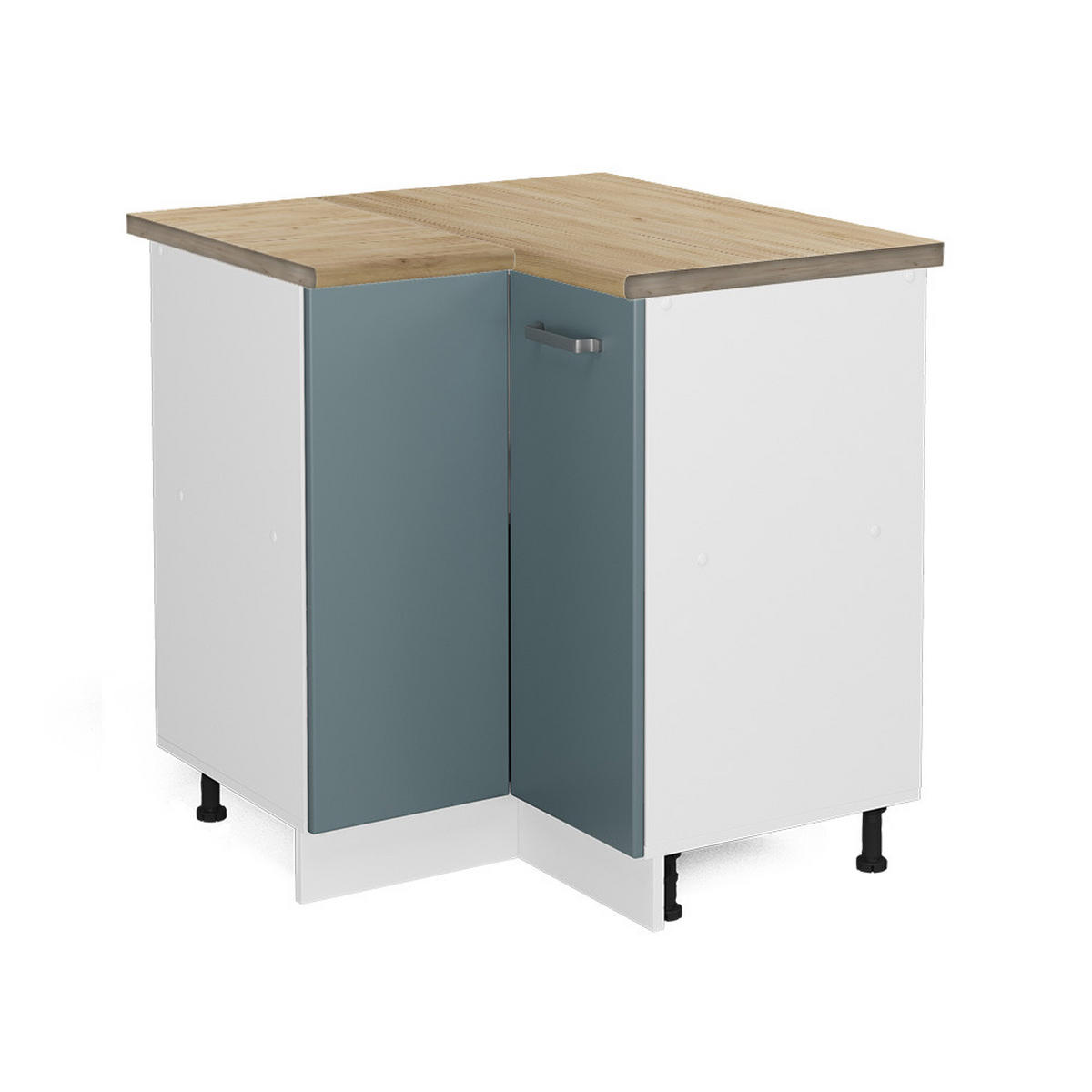 ECKUNTERSCHRANK R-Line Blau-Grau 75.6 cm, AP Eiche - Blaugrau/Weiß, Holzwerkstoff (75.6/81.6/60cm) - Vicco