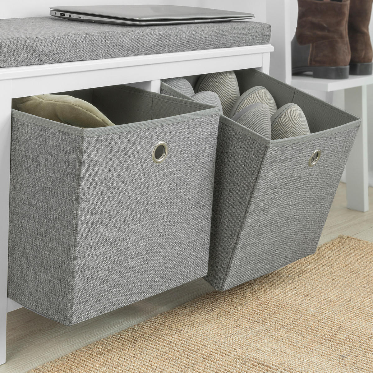 SCHUHBANK Weiß - Weiß, Holzwerkstoff (70/50/30cm) - SoBuy