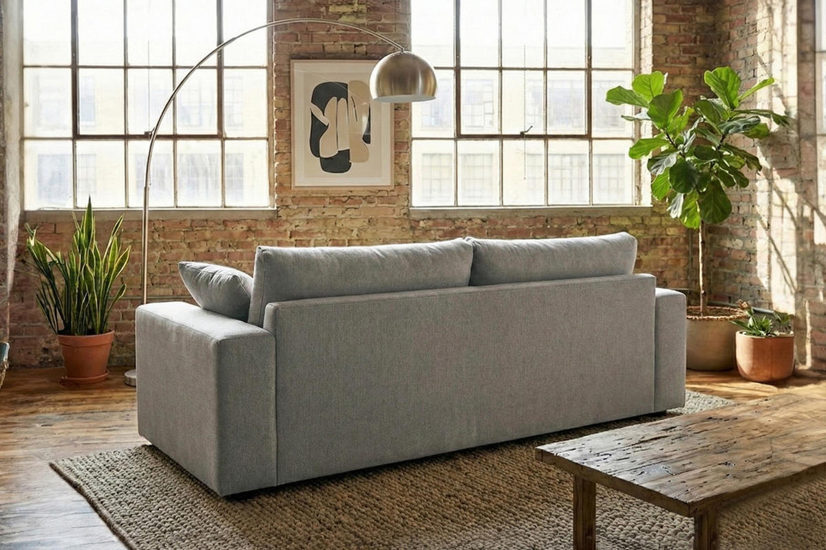 SOFA AMINA Taupe Flachgewebe - Taupe/Schwarz, Buchenholz/Textil (228/82/101cm) - KAWOLA