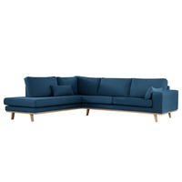 ECKSOFA mit Ottomane - Blau/Buchefarben, Textil (287/219cm) - home24