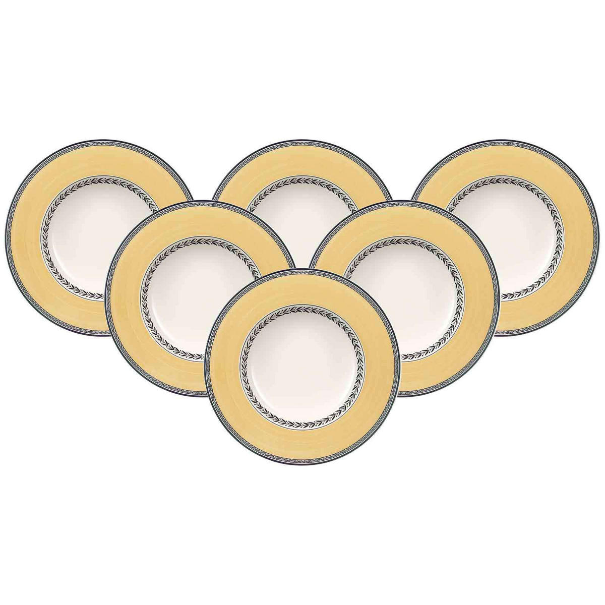 SUPPENTELLER Audun Fleur weiß-grau-gelb ø 24,2 cm 6er Set - Gelb/Weiß, Keramik (24.2cm) - Villeroy & Boch