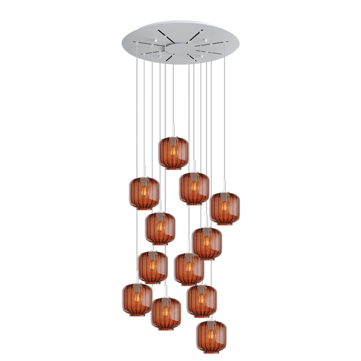 GALERIELEUCHTE Velo 12-flammig Braun Ø 20cm - Braun/Weiß, Glas (20/20/20cm) - s.luce