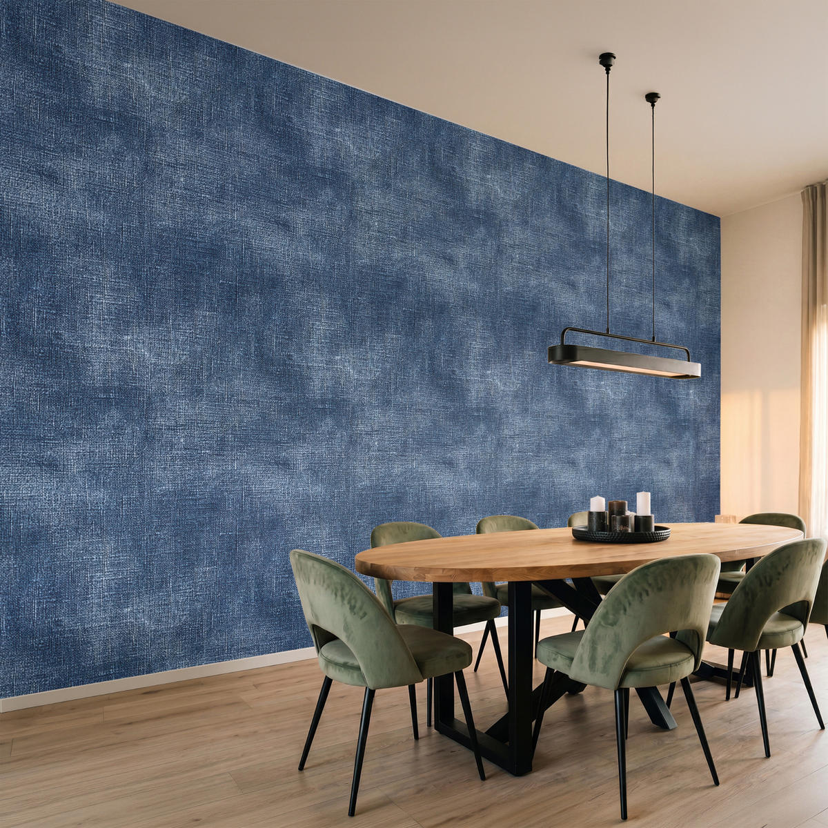 TAPETE - Leinen - Textur - Muster - Denim - Rustikal - 500x240 cm - Blau, Papier (500/240cm) - OnlyWow