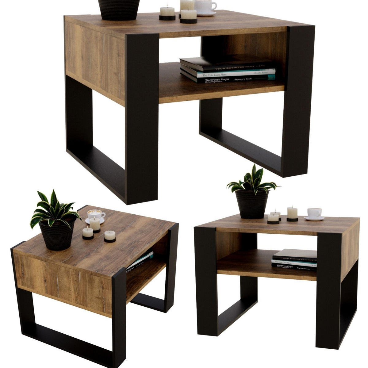 COUCHTISCH Holzwerkstoff rechteckig stabil Nussbaumfarben 45/53,6/65cm - Nussbaumfarben/Schwarz, Holzwerkstoff (53.6/65/45cm) - CraftPAK