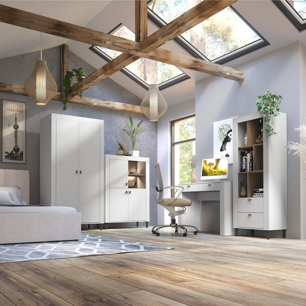 BÜCHERREGAL Monta mit 2 Schubladen, Weiß - Weiß, Holzwerkstoff (60/169/40cm) - Beautysofa