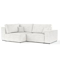 ECKSOFA AVION mit Schlaffunktion Creme im Neve Stoff - Creme/Schwarz, Holz/Holzwerkstoff (253/148cm) - AltaBeds