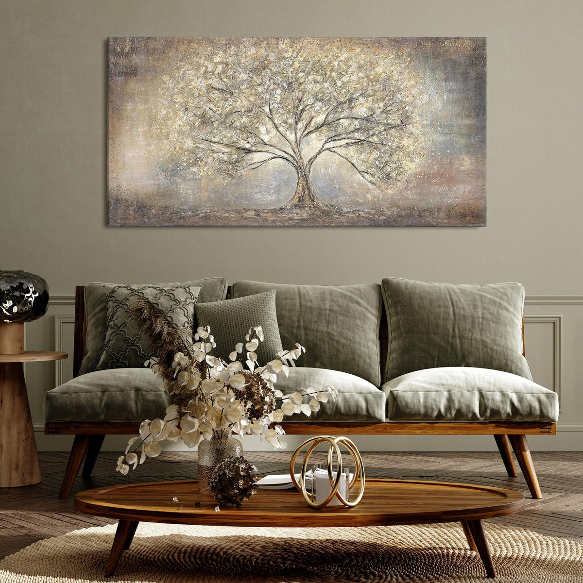 GEMÄLDE Goldbaum auf Keilrahmen 140x70 cm - Goldfarben, Holz (140/70cm) - YS-art gallery