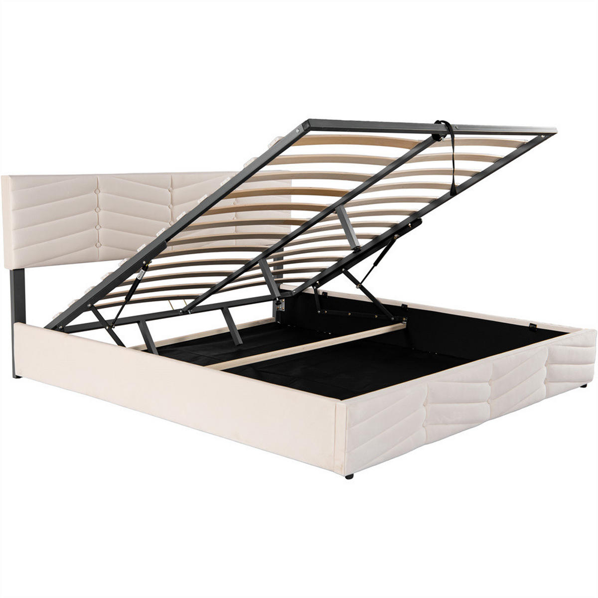 POLSTERBETT 180/200 cm in Beige Samt - Beige, Holz/Textil (180/200cm) - KOMHTOM