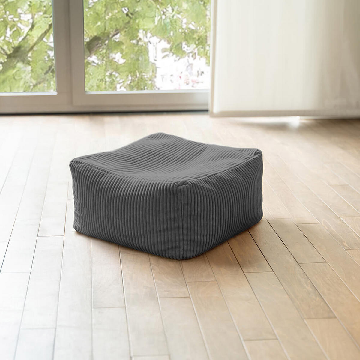 SITZSACK COZY - Anthrazit, Nur Hocker - Anthrazit, Textil (44/22/44cm) - Home Deluxe