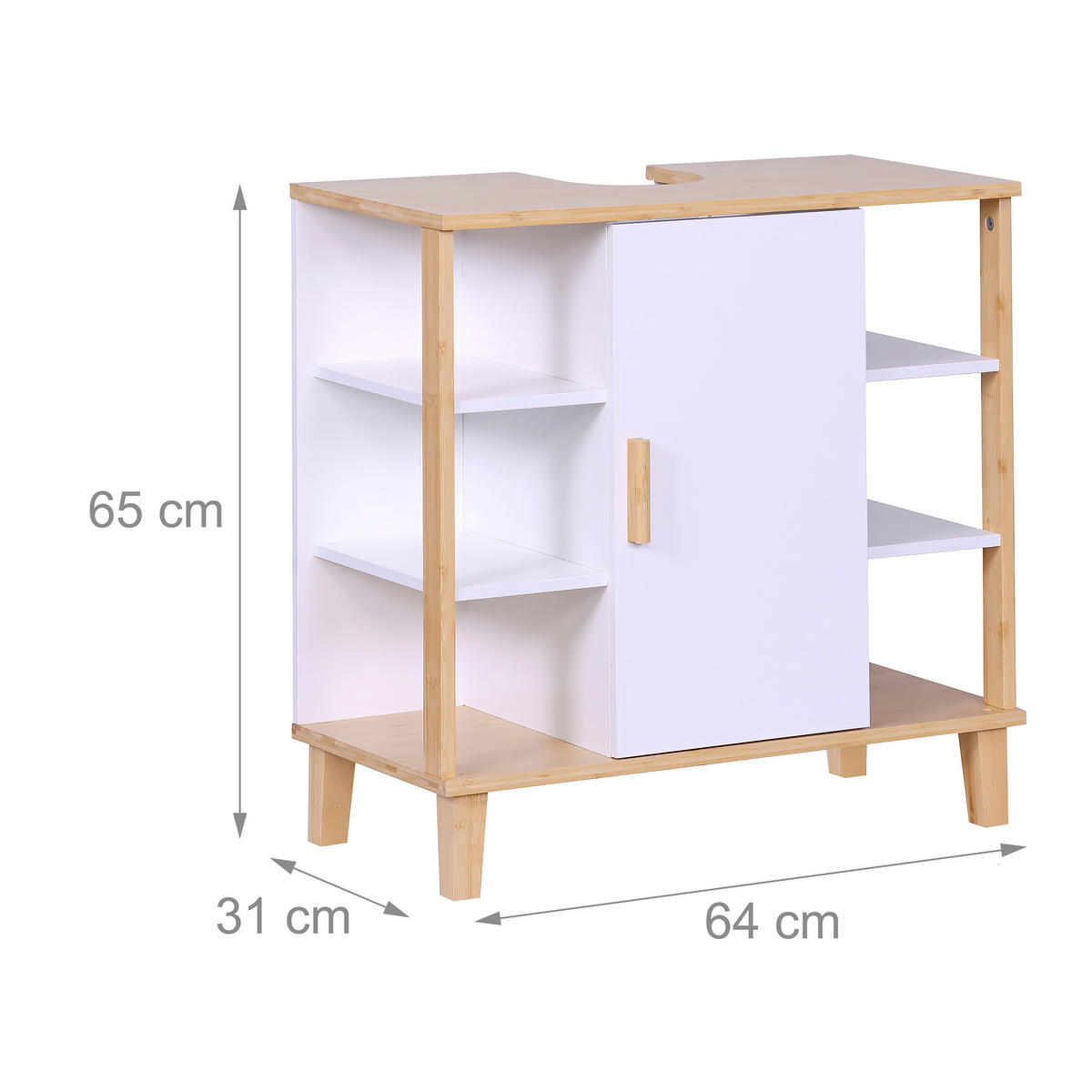 WASCHBECKENUNTERSCHRANK - Weiß, Holz/Holzwerkstoff (64/65/31cm) - Relaxdays