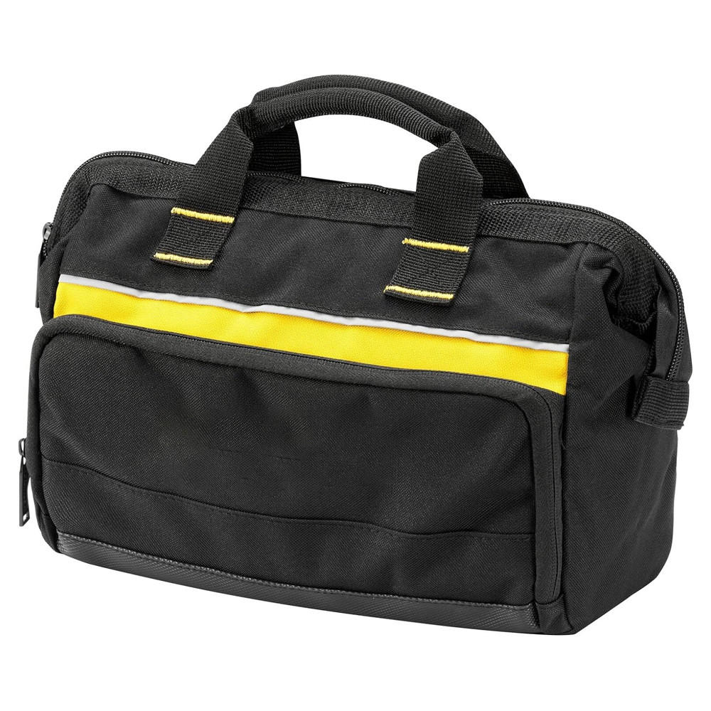 WERKZEUGTASCHE – 8 Innenfächer – verstärkter Boden – Tragegriff aus Baumwolle – 300 x 130 x 250 mm, schwarz - Schwarz, Textil (13/25/30cm) - DCA