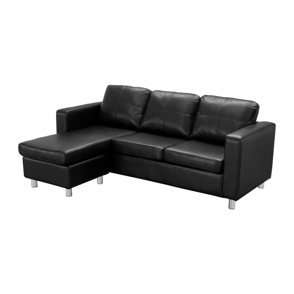 Thumbnail - Vente-Unique Ecksofa, Schwarz, Leder, Uni, 4-Sitzer, 196x133 cm, Wohnzimmer, Sofas & Couches, Wohnlandschaften, Ecksofas