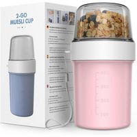 MÜSLIBECHER to Go 560ml+310ml Auslaufsicher Morandi Pink - Pink, Kunststoff (9.7/17.5/9.7cm)