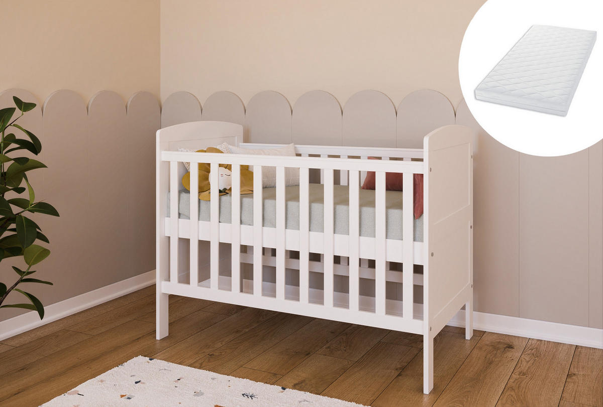BABYBETT Småland - Weiß, Holzwerkstoff (60/120cm)