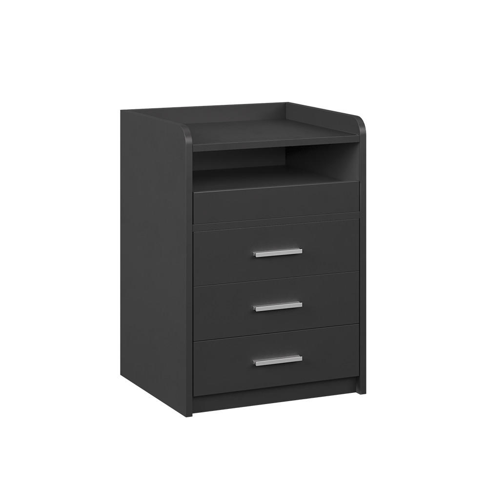 NACHTTISCH Edis Anthrazit 45 x 64 cm mit 3 Schubladen - Anthrazit, Holzwerkstoff (45/64/40cm) - Vicco