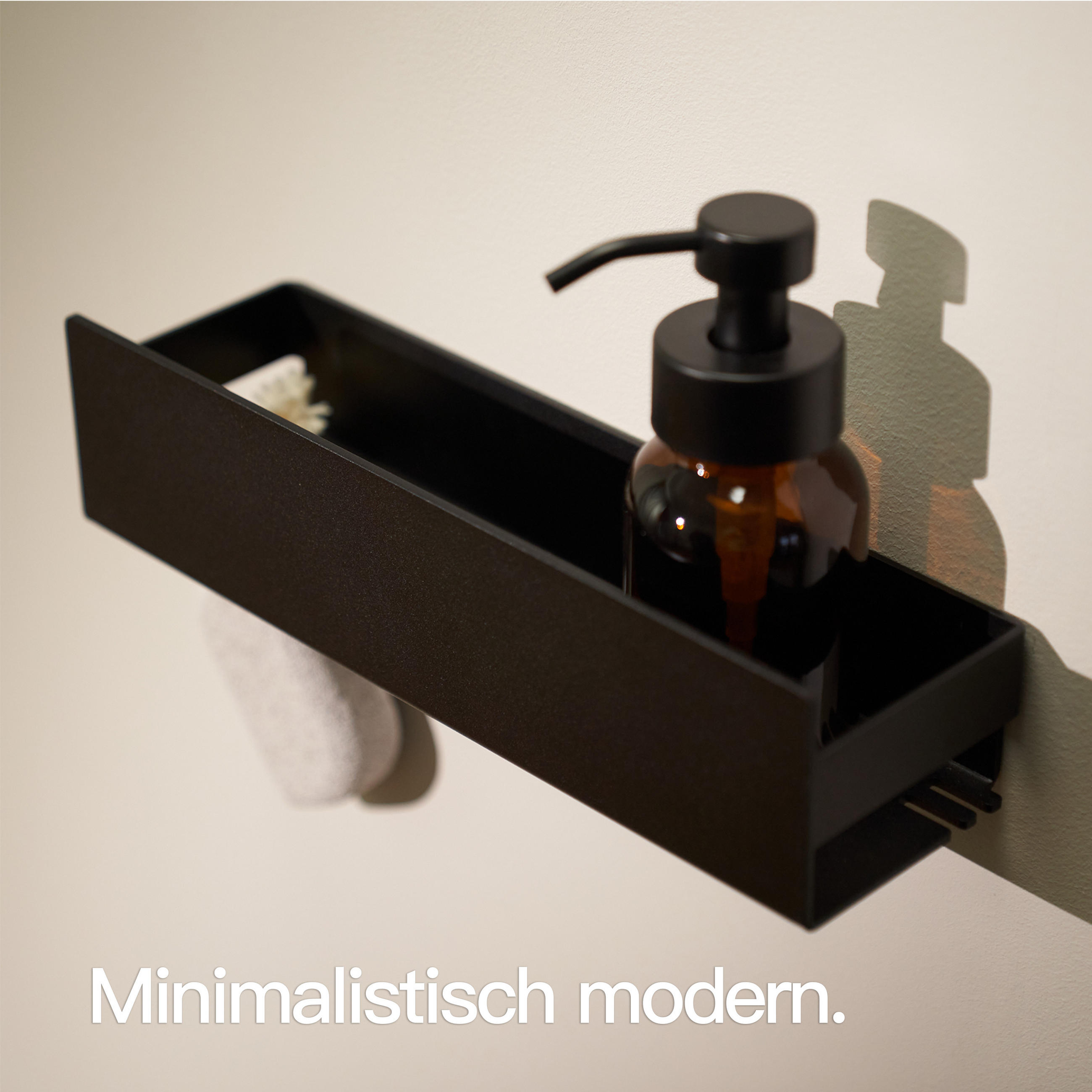 DUSCHABLAGE OHNE BOHREN Matt Schwarz 30 cm - Schwarz, Metall (30/8/9cm) - Designfabrik Hamburg