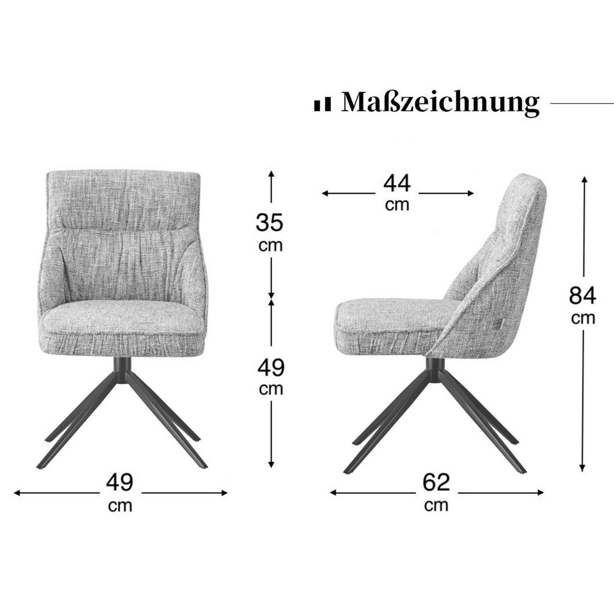ESSZIMMERSTUHL MIRELA 2er-Set - Dunkelgrau/Schwarz, Textil/Metall (49/84/62cm) - DUBI Möbel