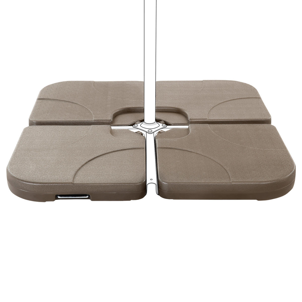 BESCHWERUNGSPLATTEN für Sonnenschirmständer braun 4 Stück befüllbar Caria - Braun, Kunststoff (52/52cm) - Beliani