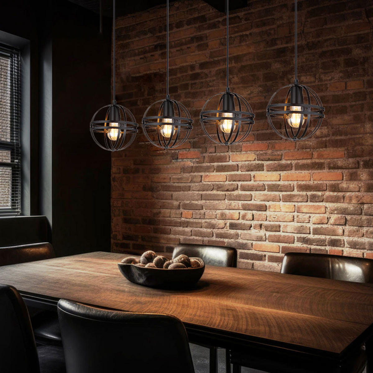 HÄNGELEUCHTE Metall Schwarz matt 4-flammig - Schwarz, Metall (100/20/120cm) - Globo Lighting